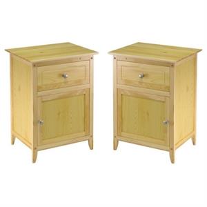 home square 2 piece wood night stand set with cabinet and drawer in natural