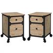 Home Square 2 Piece Wood Mobile Filing Cabinet Set in Milled Mesquite Beige