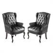 Home Square 2 Piece Guest Office Leather Accent Chair Set in Black