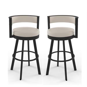 home square 2 piece faux leather swivel counter stool set in cream/dark brown