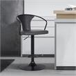Home Square 2 Piece Faux Leather Adjustable Bar Stool Set in Black/Gray
