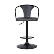Home Square 2 Piece Faux Leather Adjustable Bar Stool Set in Black/Gray