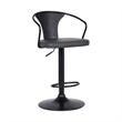 Home Square 2 Piece Faux Leather Adjustable Bar Stool Set in Black/Gray