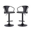 Home Square 2 Piece Faux Leather Adjustable Bar Stool Set in Black/Gray