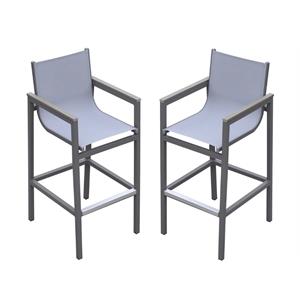 home square modern aluminum patio bar stool set in gray