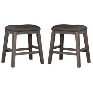 Home Square 2 Piece 24&quot Height Upholstered Counter Stool Set in Gray