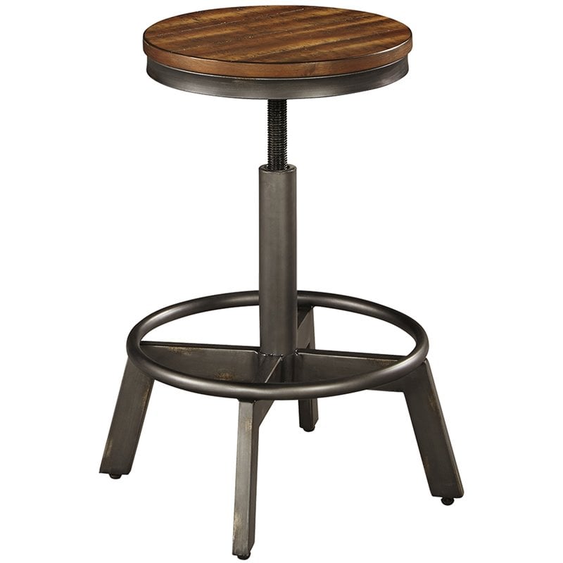 Home Square 2 Piece Torjin Adjustable Counter Stool Set in Brown and Gray