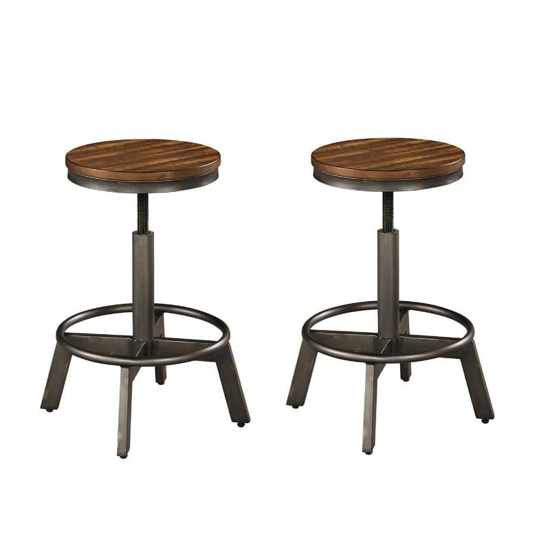 Home Square 2 Piece Torjin Adjustable Counter Stool Set in Brown and Gray