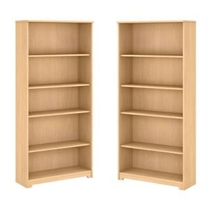 home square tall 5 shelf bookcase in natural maple ( set of 2 )