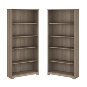 Home Square 5 Traditional Wood Shelf Bookcase in Ash Gray ( Set of 2 )