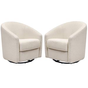 home square fabric upholstered swivel glider in ivory boucle  ( set of 2 )