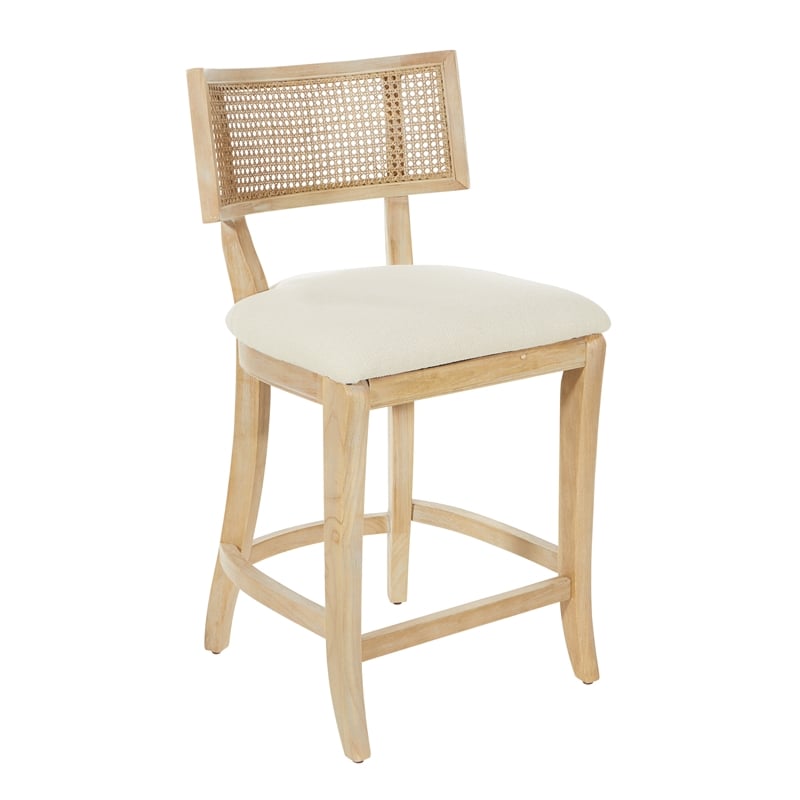Home Square 3 Piece Coastal Linen Fabric Counter Stool Set in Beige