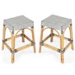 Home Square 2 Piece Rattan Counter Stool Set in Black and White