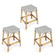 Home Square 3 Piece Rattan Counter Stool Set in Black and White