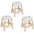 Home Square 3 Piece Rattan Counter Stool Set in Gray and White