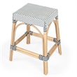 Home Square 3 Piece Rattan Counter Stool Set in Navy and White