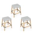 Home Square 3 Piece Rattan Counter Stool Set in Navy and White