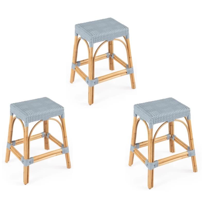 Home Square 3 Piece Counter Stool Set in Twilight Blue