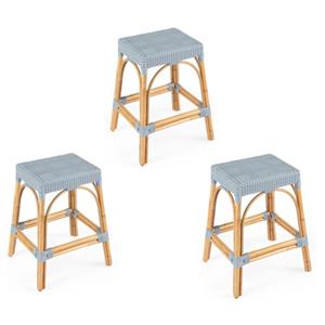 Home Square 3 Piece Counter Stool Set in Twilight Blue