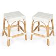 Home Square 2 Piece Rattan Counter Stool Set in White