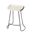 Home Square 2 Piece Mango Wood Backless Bar Stool Set in White