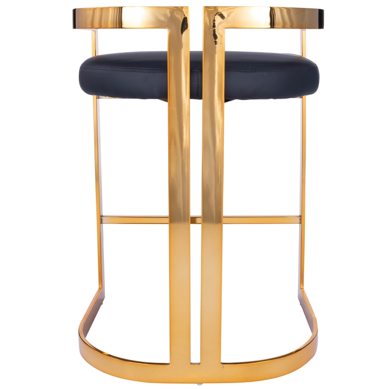 Home Square 2 Piece Faux Leather Counter Stool Set in Gold and Black