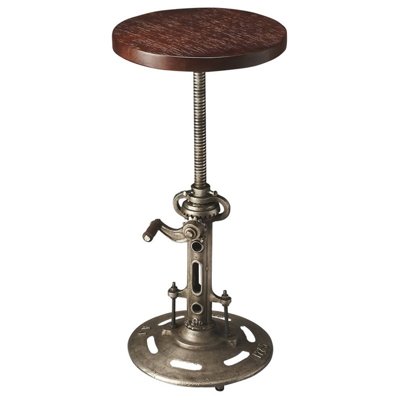 Home Square 3 Piece Industrial Chic Adjustable Bar Stool Set in Dark Brown
