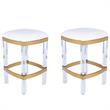 Home Square 2 Piece Acrylic and Polished Brass Counter Stool Set in White