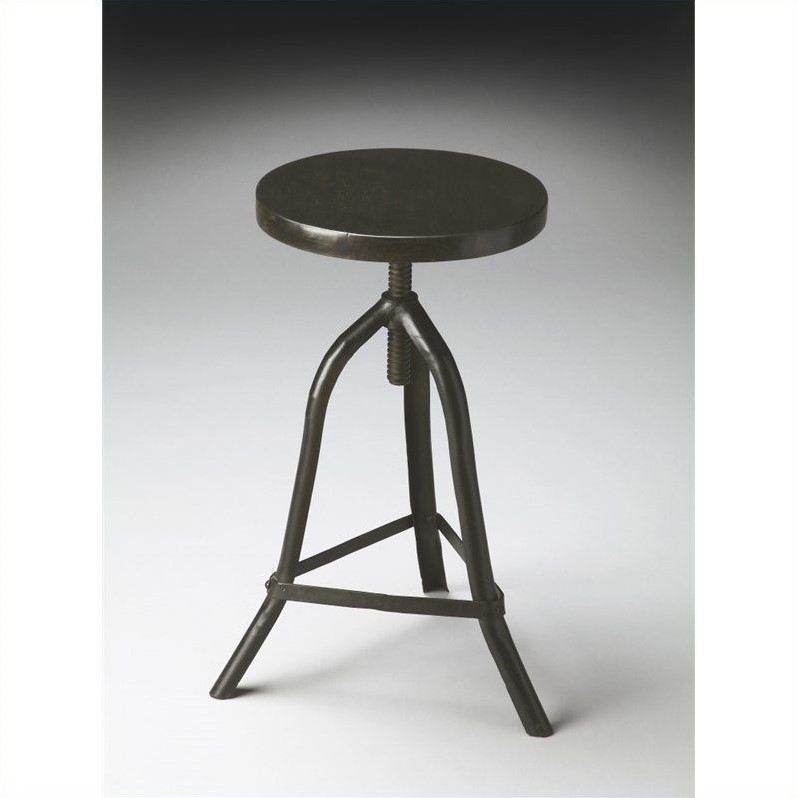 Home Square 2 Piece Metalworks Adjustable Revolving Bar Stool Set in Black
