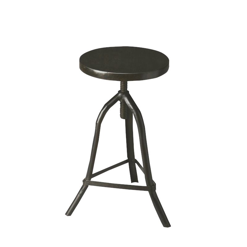 Home Square 2 Piece Metalworks Adjustable Revolving Bar Stool Set in Black