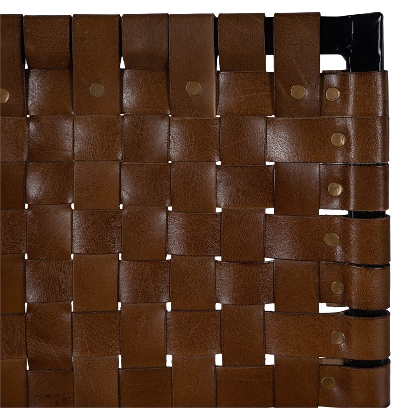 Home Square 2 Piece Urban Woven Leather Counter Stool Set in Brown
