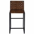 Home Square 3 Piece Urban Woven Leather Counter Stool Set in Brown