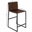 Home Square 3 Piece Urban Woven Leather Counter Stool Set in Brown