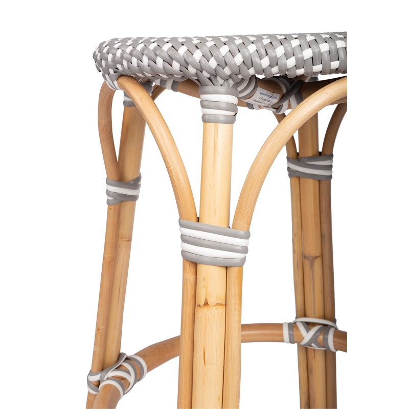 Home Square 2 Piece Rattan Counter Stool Set in Gray and White