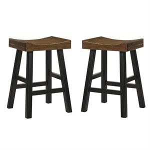 Home Square 2 Piece 25&quot Counter Stool Set in Elm and  Black