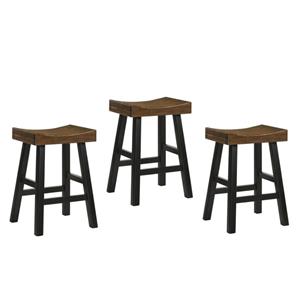 Home Square 3 Piece 25&quot Counter Stool Set in Elm and  Black