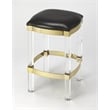 Home Square 3 Piece Acrylic Leather Counter Stool Set in Black