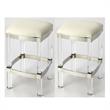 Home Square 2 Piece Acrylic Leather Counter Stool Set in White
