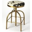 Home Square 2 Piece Adjustable Bar Stool Set in Black and Gold