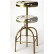 Home Square 2 Piece Adjustable Bar Stool Set in Black and Gold