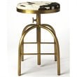 Home Square 2 Piece Adjustable Bar Stool Set in Black and Gold