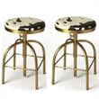 Home Square 2 Piece Adjustable Bar Stool Set in Black and Gold