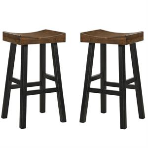 Home Square 2 Piece 30&quot Wood Bar Stool Set in Elm and Black