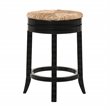 Home Square 2 Piece Swivel Rush Seat Counter Stool Set in Antique Black