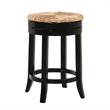 Home Square 3 Piece Swivel Rush Seat Counter Stool Set in Antique Black