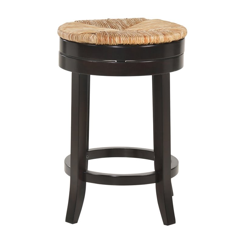 Home Square 2 Piece Swivel Rush Seat Counter Stool Set in Espresso