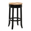 Home Square 2 Piece Swivel Rush Seat Bar Stool Set in Antique Black