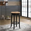 Home Square 2 Piece Swivel Rush Seat Bar Stool Set in Antique Black