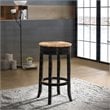 Home Square 3 Piece Swivel Rush Seat Bar Stool Set in Antique Black