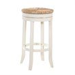 Home Square 2 Piece Swivel Rush Seat Bar Stool Set in Antique White